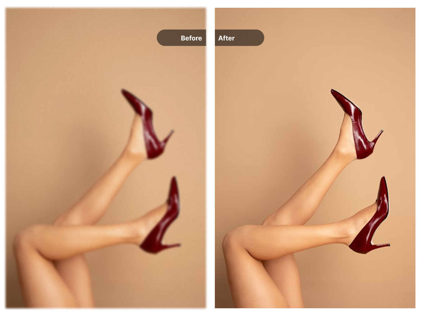 Before and after comparison of product photo enhancement
