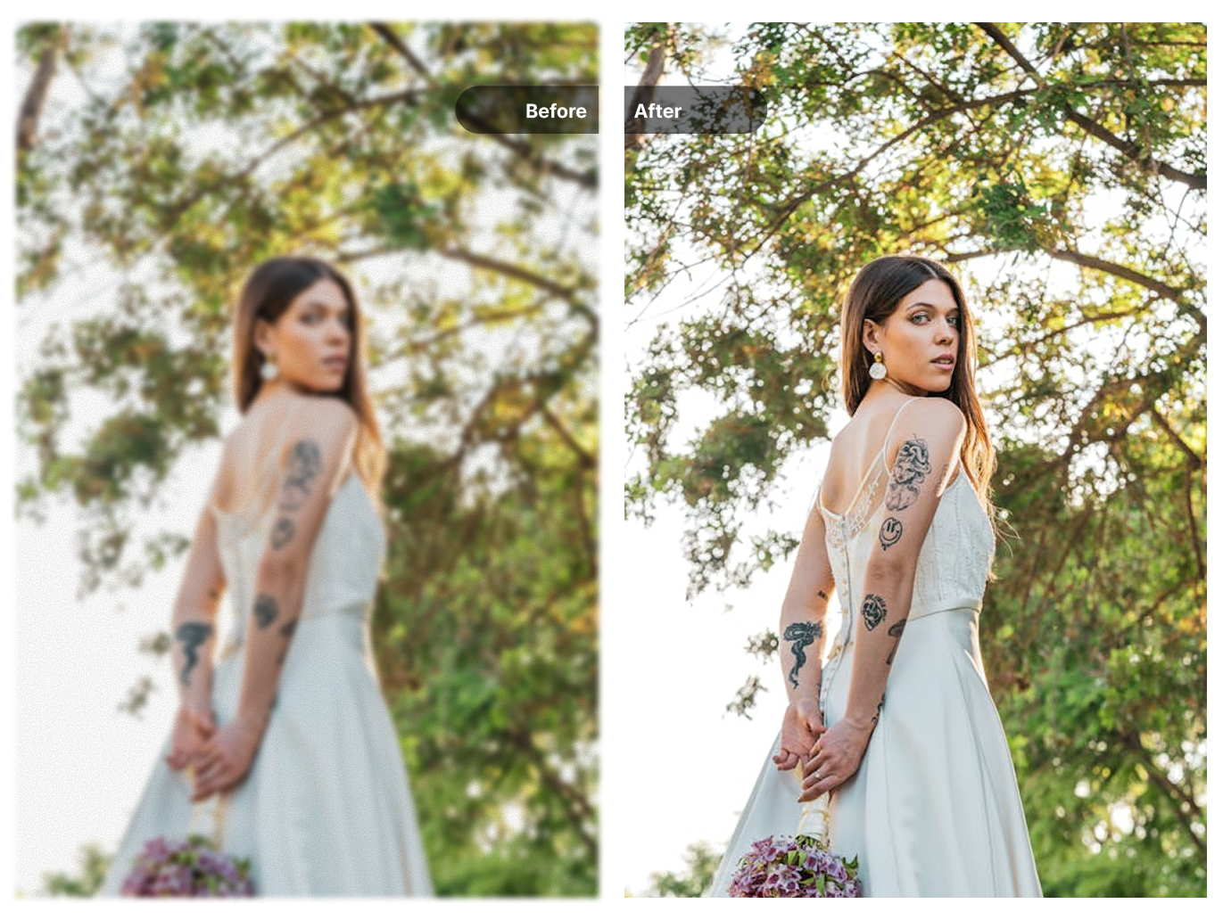 Before and after AI enhancement example