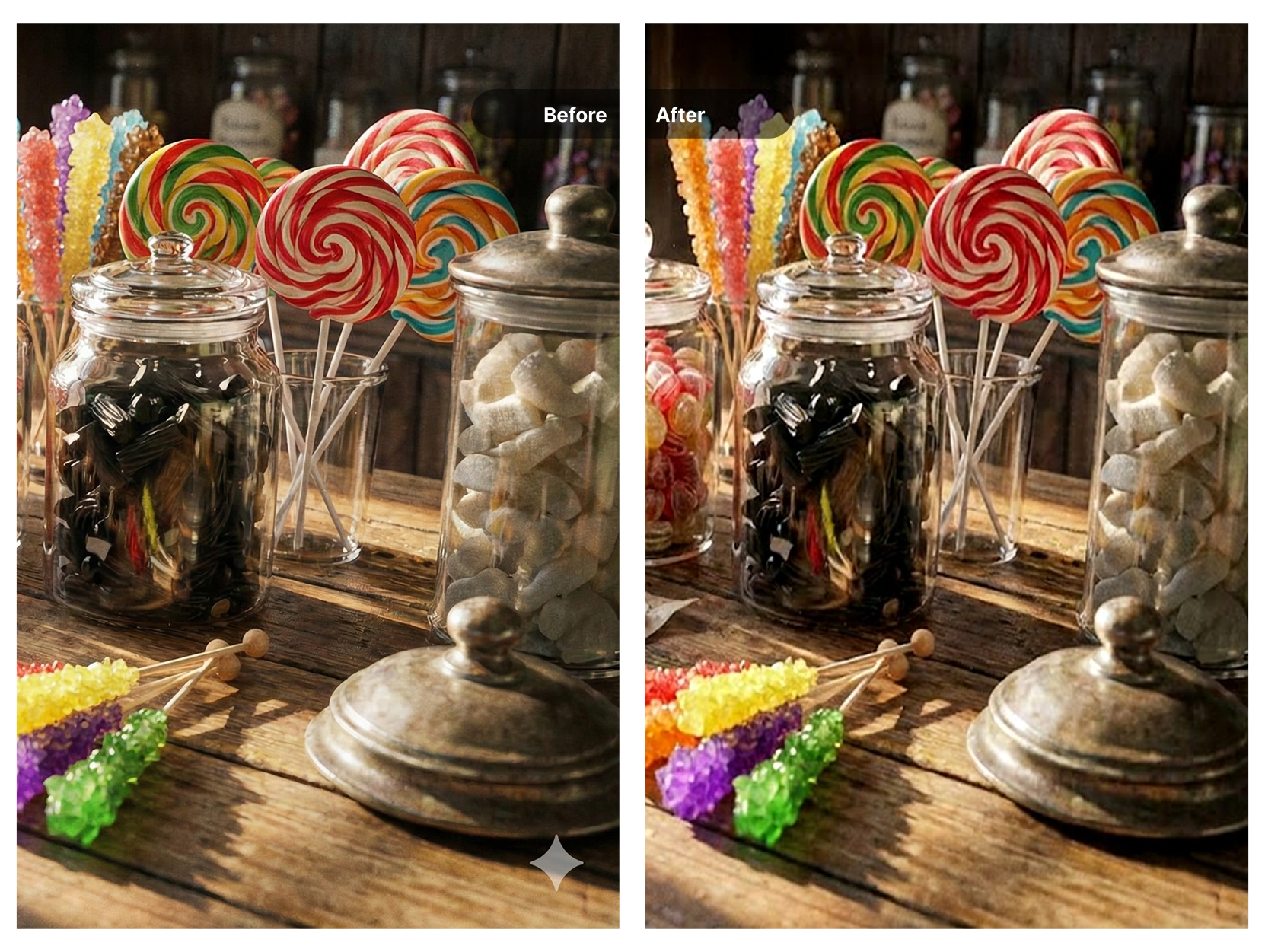 Before and after comparison of blog graphics watermark removal