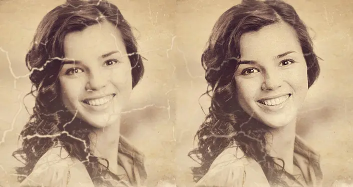 Before and after old photo restoration example